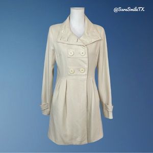 MINKPINK Ivory Winter White Wool Classic Knee Length Pea Coat
